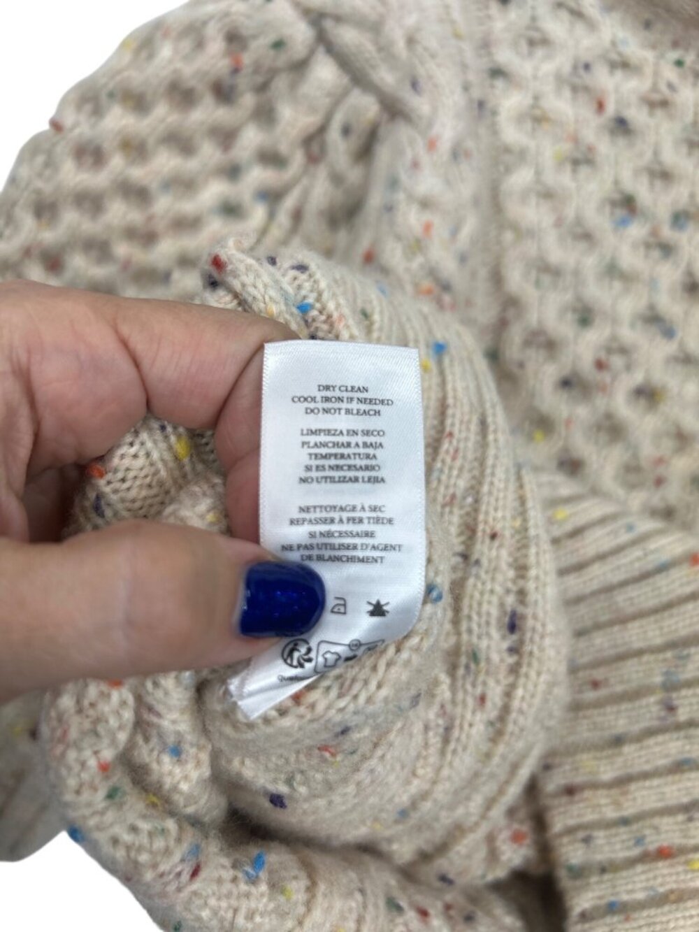 Rails Isla Cardigan Women's XS Cream Confetti Wool Blend Puff Sleeve Cropped - Picture 13 of 13
